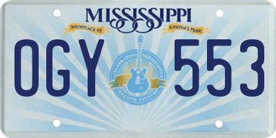 MS license plate OGY553