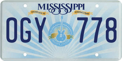 MS license plate OGY778