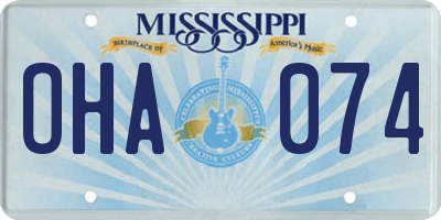 MS license plate OHA074