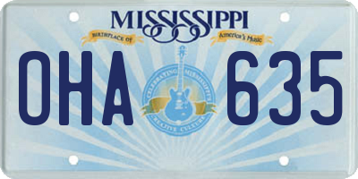 MS license plate OHA635