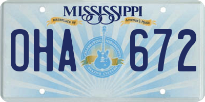 MS license plate OHA672