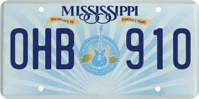 MS license plate OHB910