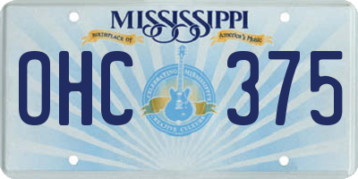 MS license plate OHC375
