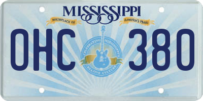 MS license plate OHC380