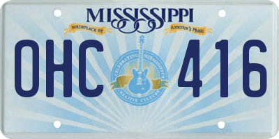 MS license plate OHC416