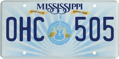 MS license plate OHC505