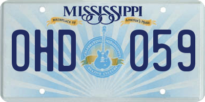 MS license plate OHD059
