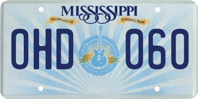 MS license plate OHD060