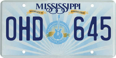 MS license plate OHD645