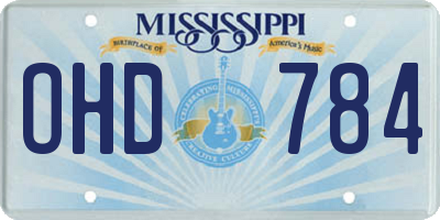 MS license plate OHD784