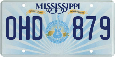MS license plate OHD879