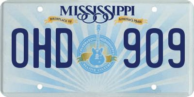 MS license plate OHD909
