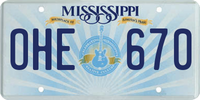 MS license plate OHE670