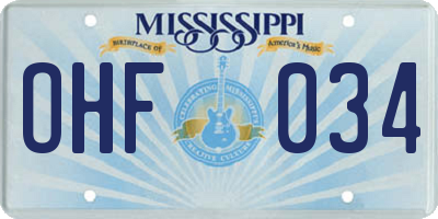 MS license plate OHF034