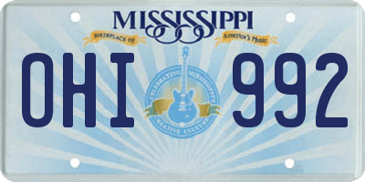 MS license plate OHI992