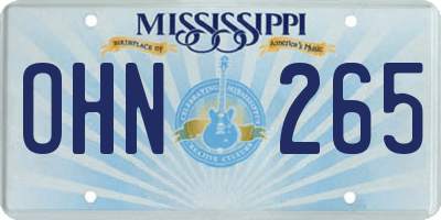 MS license plate OHN265