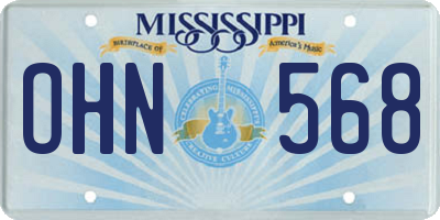 MS license plate OHN568