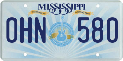 MS license plate OHN580