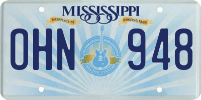 MS license plate OHN948