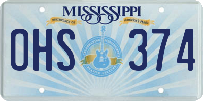MS license plate OHS374