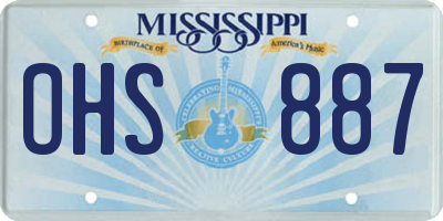 MS license plate OHS887