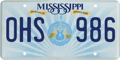 MS license plate OHS986