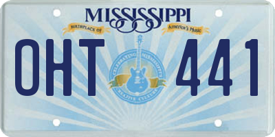 MS license plate OHT441