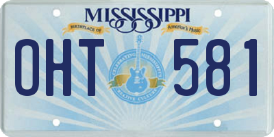 MS license plate OHT581