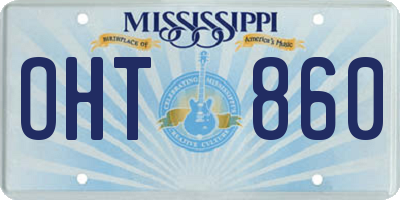 MS license plate OHT860