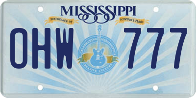 MS license plate OHW777