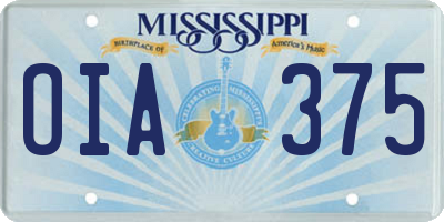 MS license plate OIA375