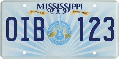 MS license plate OIB123