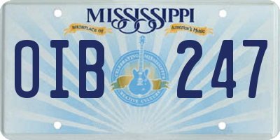 MS license plate OIB247