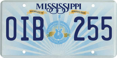 MS license plate OIB255