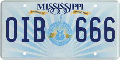 MS license plate OIB666