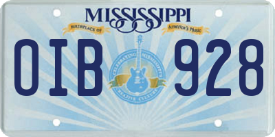 MS license plate OIB928