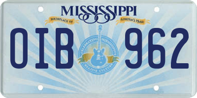 MS license plate OIB962