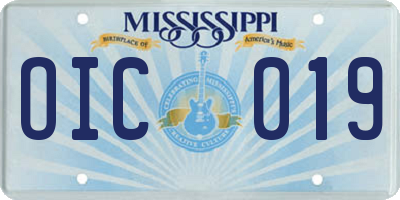 MS license plate OIC019