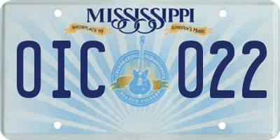 MS license plate OIC022