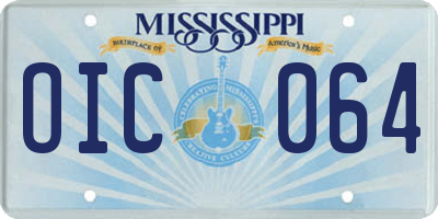 MS license plate OIC064