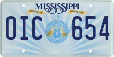 MS license plate OIC654