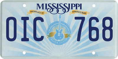 MS license plate OIC768