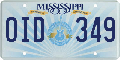 MS license plate OID349