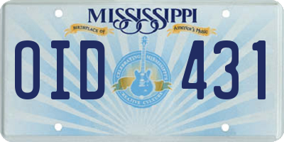 MS license plate OID431