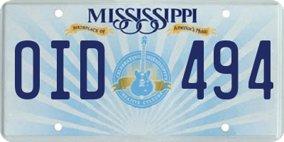 MS license plate OID494