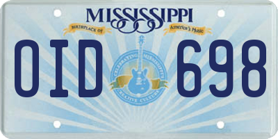 MS license plate OID698