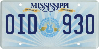 MS license plate OID930