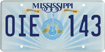 MS license plate OIE143