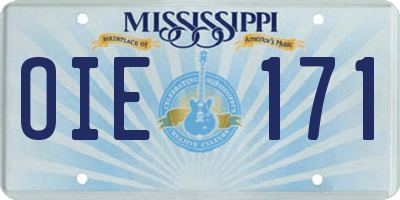MS license plate OIE171