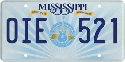 MS license plate OIE521